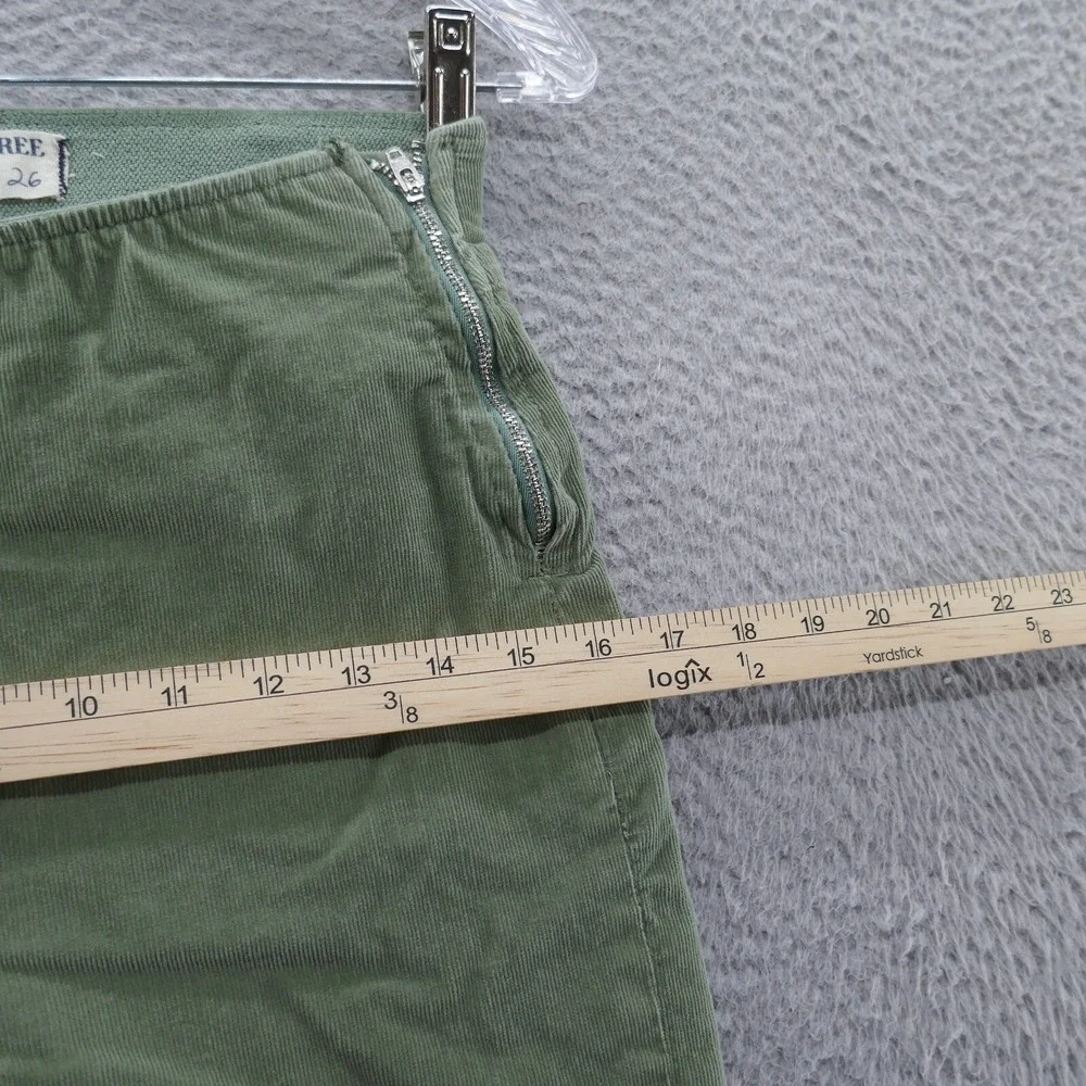 We The Free Green Corduroy Flare Pants Side Zip Mid Rise Size 26 OB1604308
